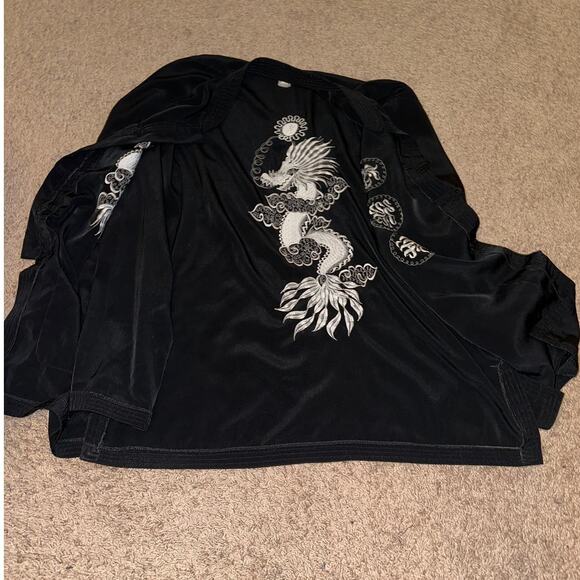 90's Kimono Style Jacket Black - Dragon Embroidery Men's XL - Picture 12 of 14